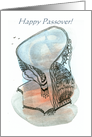 Happy Passover Pen and Ink Abstract Tallit over Watercolor Wash card