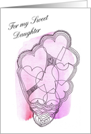 Valentine for Daughter Purple Red Watercolor Wash with Hearts card