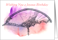 Living Coral Wishing You a Joyous Birthday Pen and Ink on Watercolor card