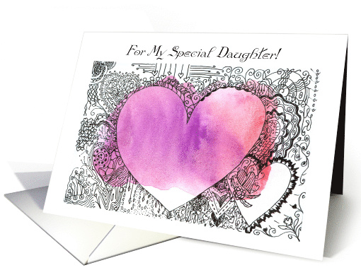 Valentine For My Special Daughter Pink Purple Watercolor... (1555566)