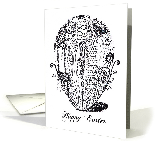 Happy Easter Pen and Ink Abstract Ornate Easter Egg card (1563690)