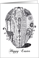 Happy Easter Pen and Ink Abstract Ornate Easter Egg card