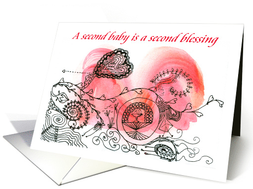 Pen and Ink on Red and Orange Watercolor A Second Baby A... (1571670)