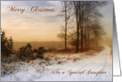 for Daughter at Christmas Snow Covered Country Path card
