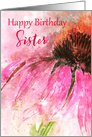 Sister Happy Birthday Echinacea Splash card