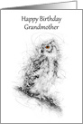 Grandmother Happy Birthday Owl Scribble Art card