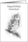 Great Uncle Happy Birthday Owl Scribble Art card