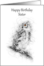 Sister Happy Birthday Owl Scribble Art card