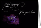 Deepest Sympathy Loss purple Anemone flower card