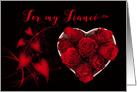 Valentine Fiancé Red Roses Hearts card