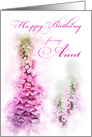 Happy Birthday Aunt Pink Foxglove Watercolor card