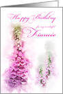 Happy Birthday Fiance Pink Foxglove Watercolor card