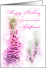 Happy Birthday Girlfriend Pink Foxglove Watercolor card