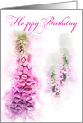 Happy Birthday Pink Foxglove Watercolor card