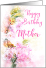 Happy Birthday Mother Pink Flowering Cherry Watercolor card