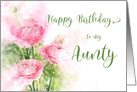 Happy Birthday Aunty Pink Ranunculus Flowers Watercolor card