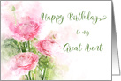Happy Birthday Great Aunt Pink Ranunculus Flowers Watercolor card