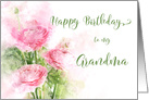 Happy Birthday Grandma Pink Ranunculus Flowers Watercolor card