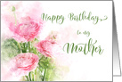 Happy Birthday Mother Pink Ranunculus Flowers Watercolor card