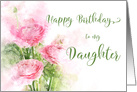 Happy Birthday Daughter Pink Ranunculus Flowers Watercolor card