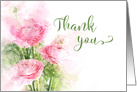 Thank You Pink Ranunculus Flowers Watercolor card