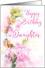 Happy Birthday Daughter Pink Flowering Cherry Watercolor card