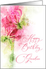 Happy Birthday Grandma Pink lily gloriosa Flowers Watercolor card