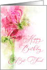 Happy Birthday Best Friend Pink lily gloriosa Flowers Watercolor card
