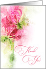 Thank you Pink lily gloriosa Flowers Watercolor card