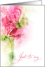 Just to say Pink lily gloriosa Flowers Watercolor card