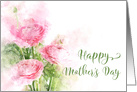 Happy Mother’s Day Pink Ranunculus Flowers Watercolor card