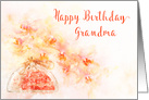 Happy Birthday for Grandma a Watercolor of Orchid Flowers in a Vase card