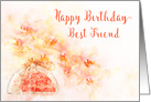 Happy Birthday for Best Friend a Watercolor of Orchids in a Vase card