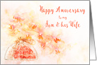 Happy Anniversary My Son and his Wife Watercolor of Orchids in a Vase card