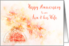 Happy Anniversary Our Son and his Wife Watercolor of Orchids in a Vase card