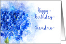 Happy Birthday Grandma Watercolor of a Blue Hydrangea Flower card