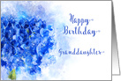 Happy Birthday Granddaughter Watercolor of a Blue Hydrangea Flower card