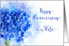 Wedding Anniversary Wife Watercolor of a Blue Hydrangea Flower card