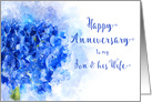 Happy Anniversary My Son and His Wife Watercolor Blue Hydrangea card