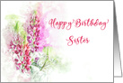 Happy Birthday for Sister Watercolor of Pink Lupins card