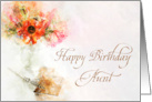Aunt Birthday Vintage Dip Pen with a Vase of Flowers card