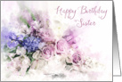 Happy Birthday Sister Watercolor Flower Posy card