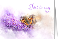 Just To Say Buddleia Watercolor Butterfly card