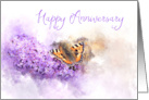 Happy Anniversary Buddleia Watercolor Butterfly card