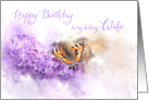 Happy Birthday Wife Buddleia Butterfly Watercolor card