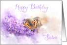 Happy Birthday Sister Buddleia Butterfly Watercolor card