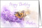 Happy Birthday Mother Buddleia Butterfly Watercolor card