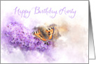 Happy Birthday Aunty Buddleia Butterfly Watercolor card