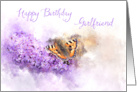 Happy Birthday Girlfriend Buddleia Butterfly Watercolor card
