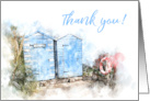 Thank You Beach Huts Watercolor card